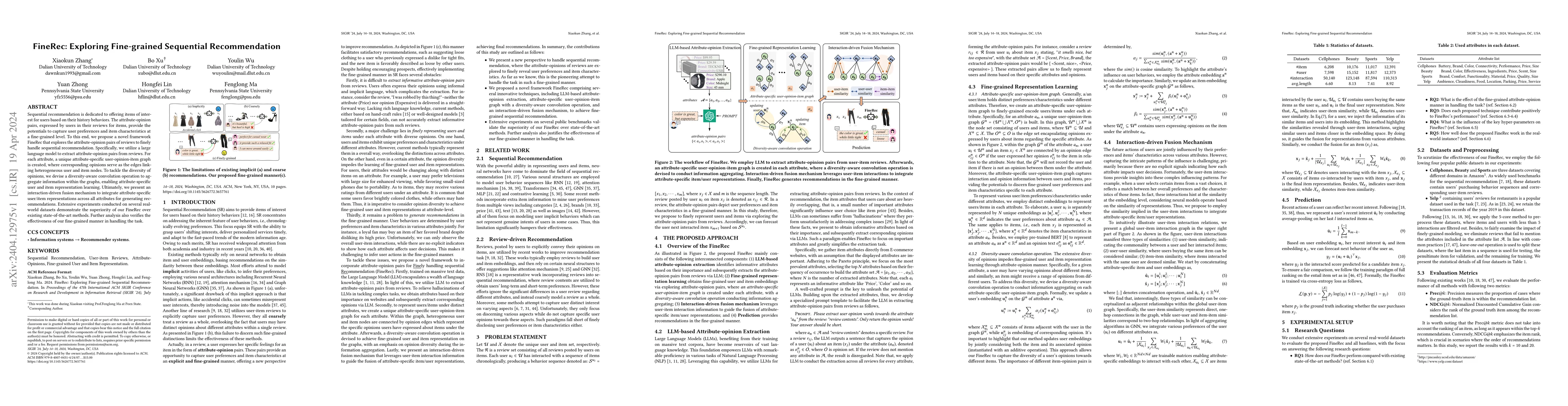 Thumbnail for FineRec:Exploring Fine-grained Sequential Recommendation