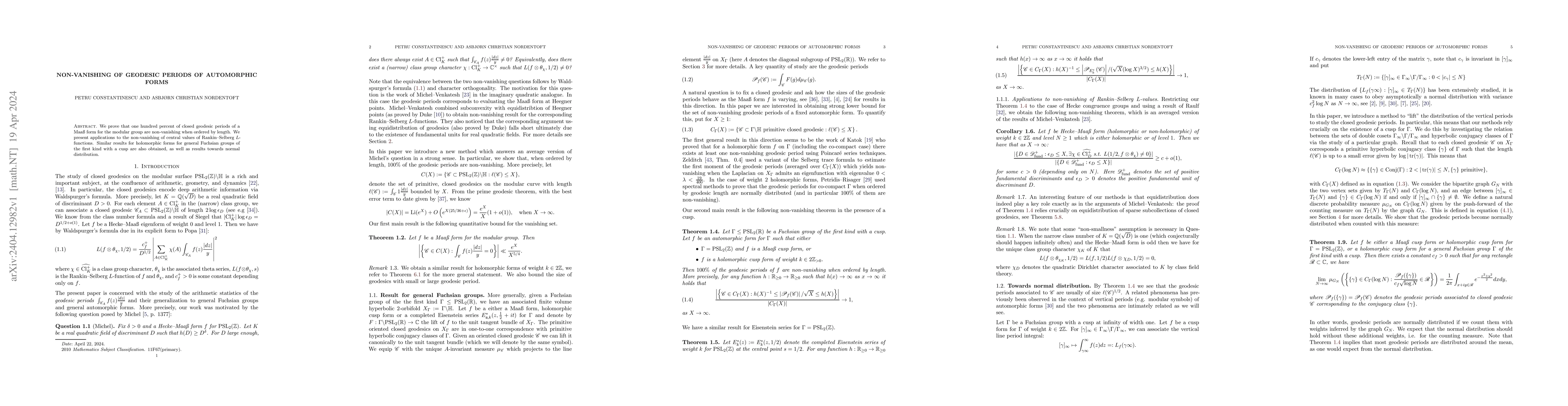 Thumbnail for Non-vanishing of geodesic periods of automorphic forms