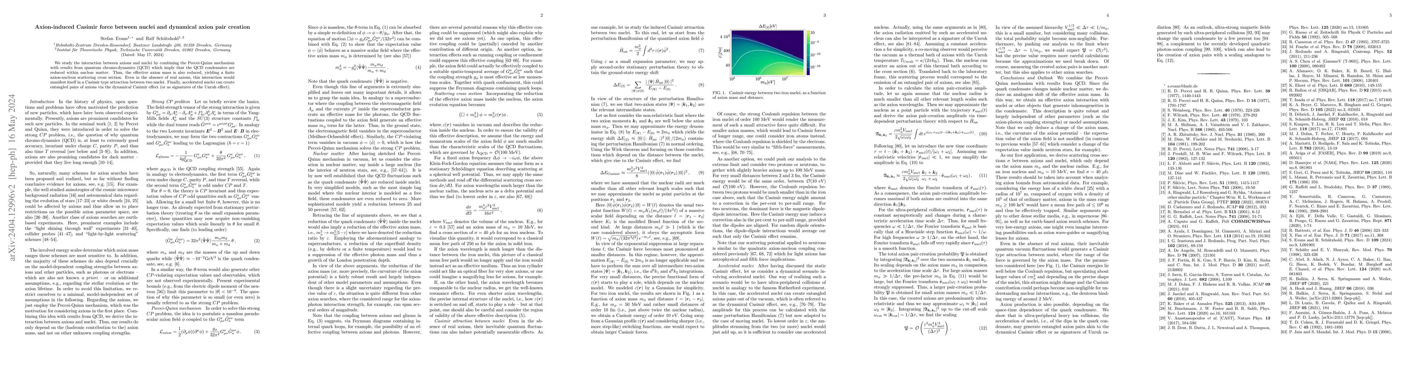 Thumbnail for Axion-induced Casimir force between nuclei and dynamical axion pair
  creation
