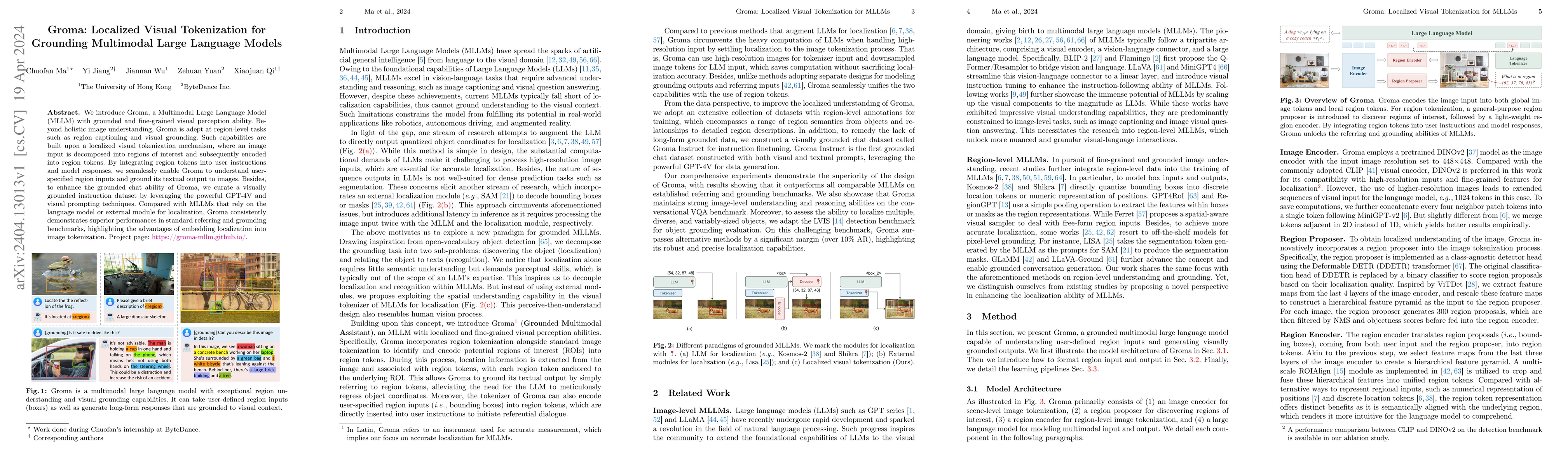 Thumbnail for Groma: Localized Visual Tokenization for Grounding Multimodal Large
  Language Models
