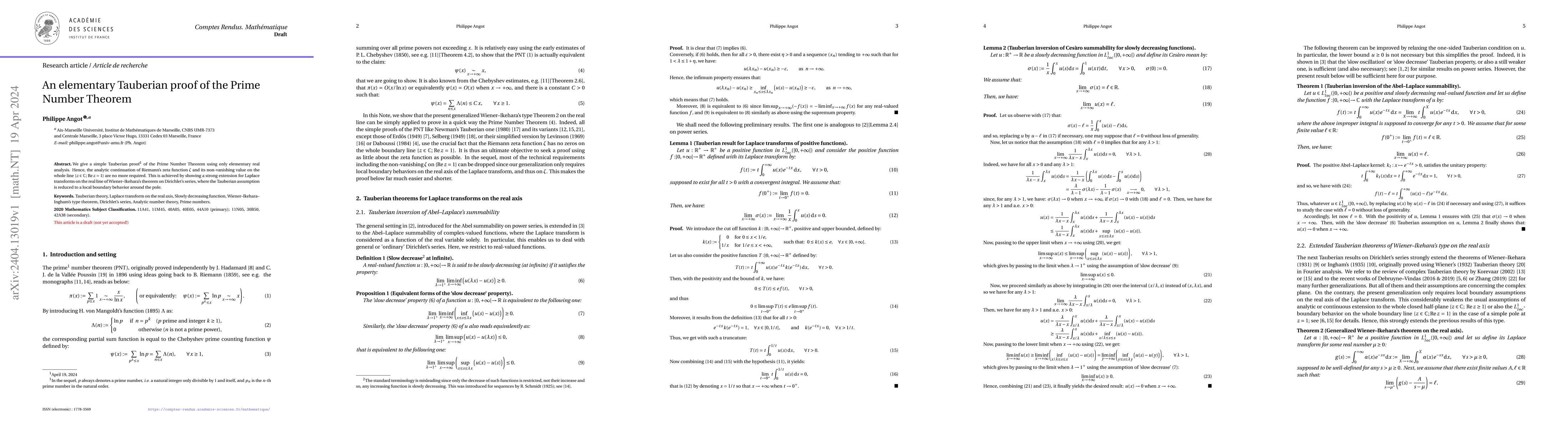 Thumbnail for An elementary Tauberian proof of the Prime Number Theorem