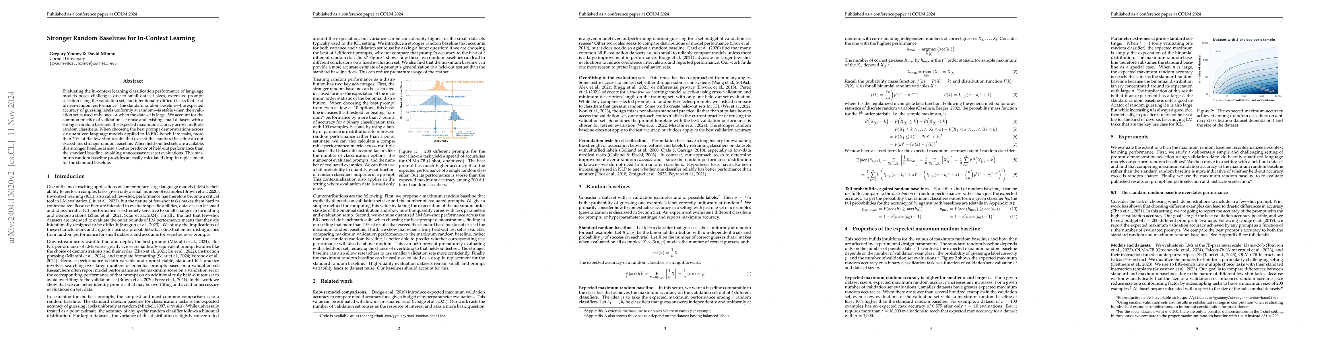 Thumbnail for Stronger Random Baselines for In-Context Learning