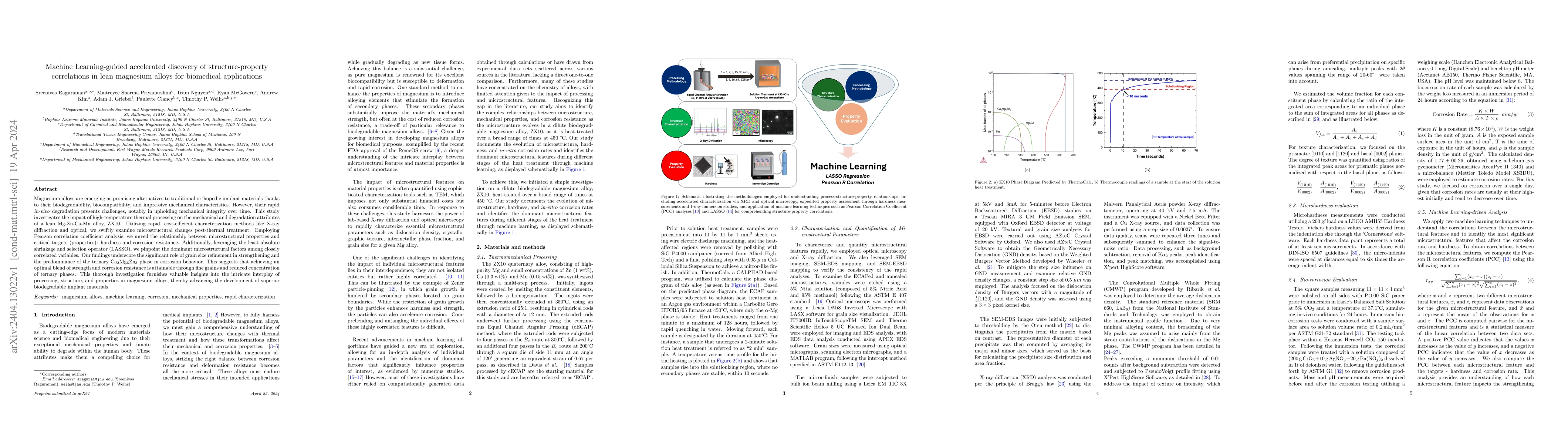Thumbnail for Machine Learning-guided accelerated discovery of structure-property
  correlations in lean magnesium alloys for biomedical applications
