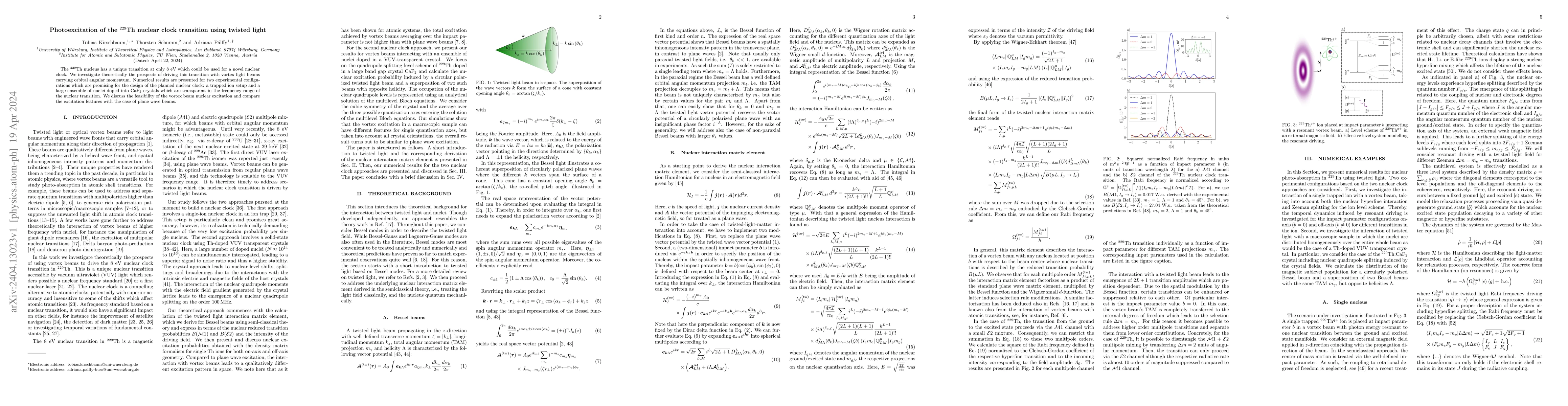 Thumbnail for Photoexcitation of the $^{229}$Th nuclear clock transition using twisted
  light