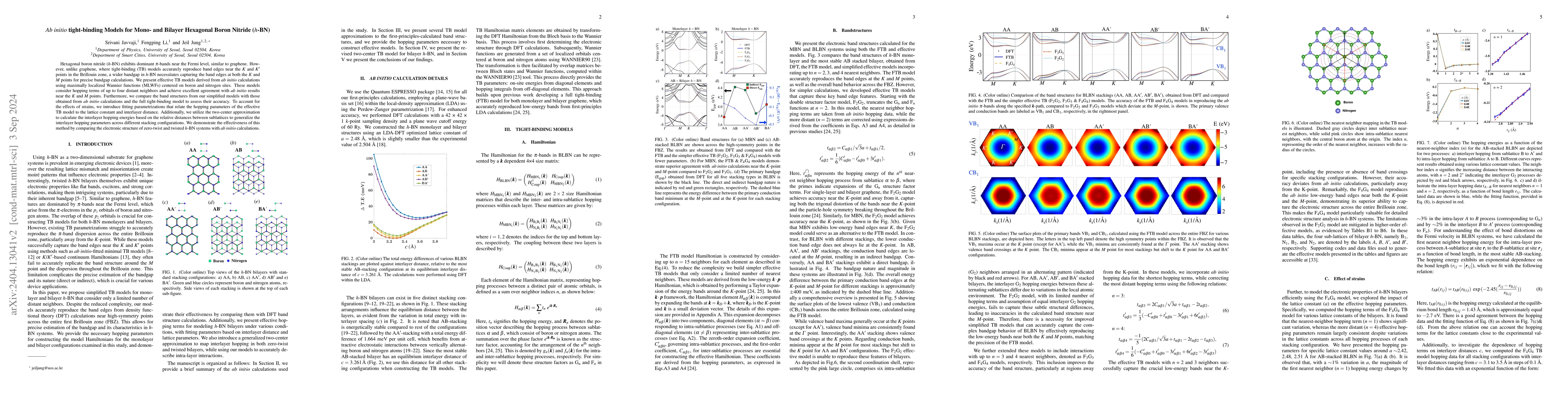 Thumbnail for Ab initio tight-binding Models for Mono- and Bilayer Hexagonal Boron
  Nitride (h-BN)