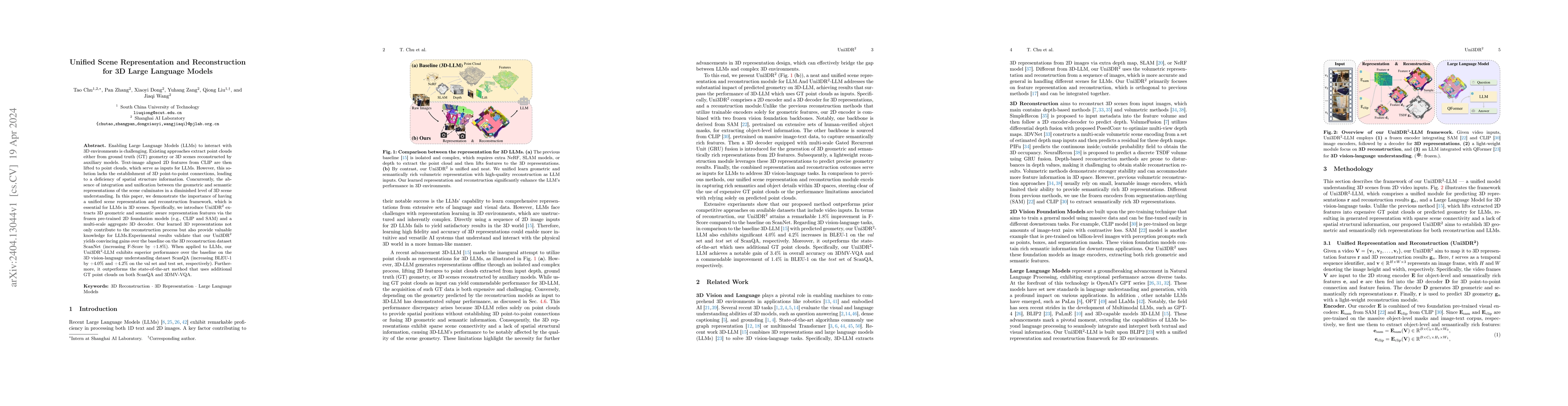 Thumbnail for Unified Scene Representation and Reconstruction for 3D Large Language
  Models
