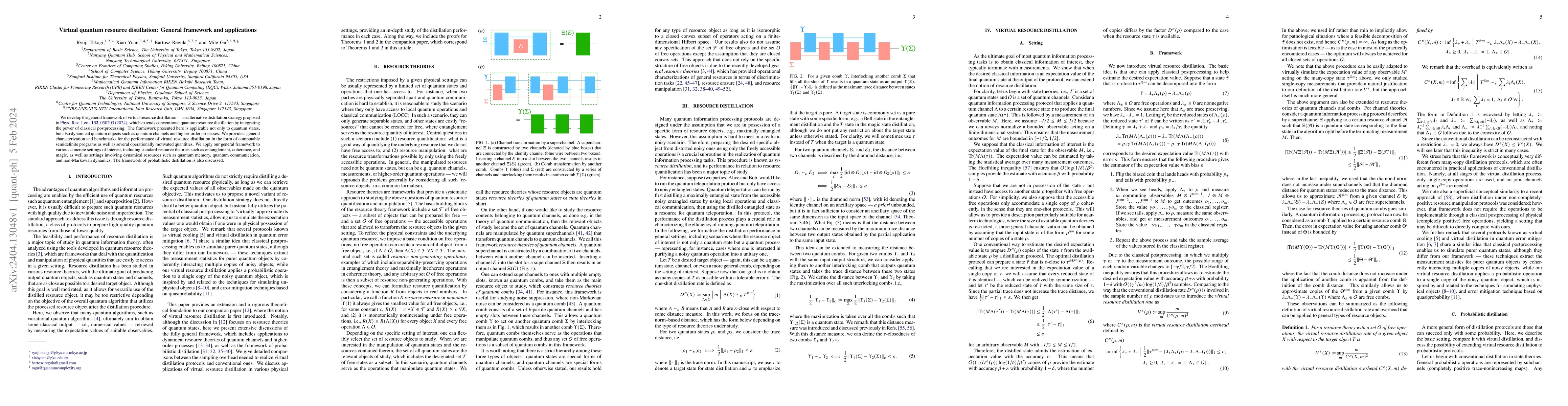 Thumbnail for Virtual quantum resource distillation: General framework and
  applications
