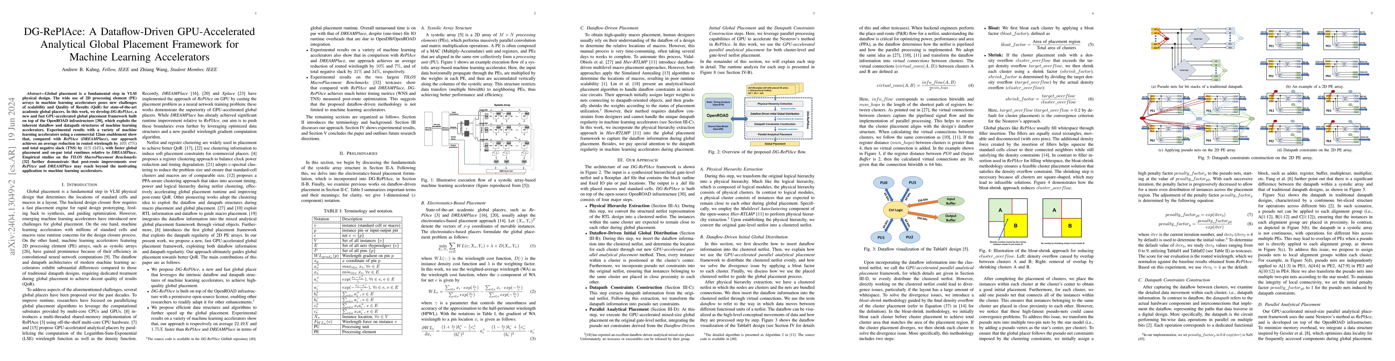 Thumbnail for DG-RePlAce: A Dataflow-Driven GPU-Accelerated Analytical Global
  Placement Framework for Machine Learning Accelerators