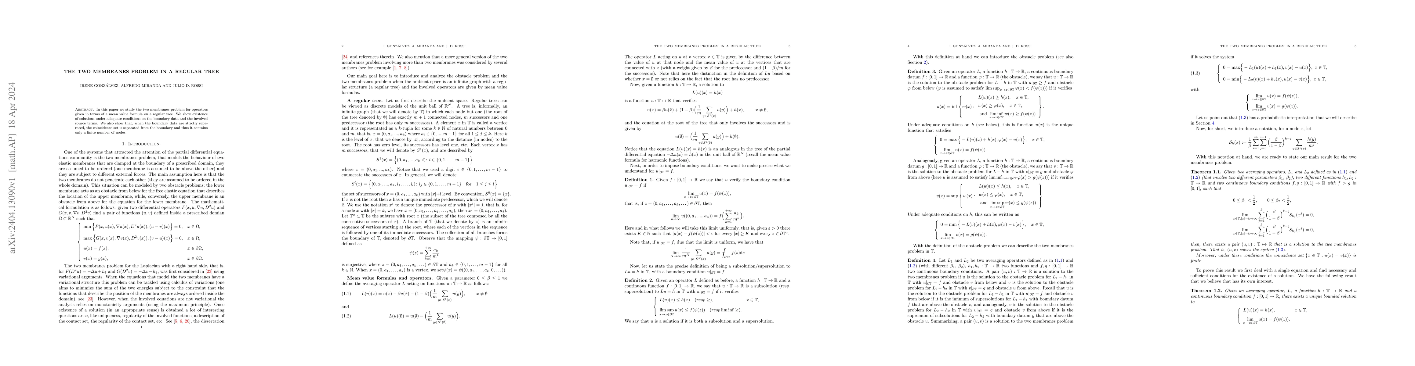 Thumbnail for The two membranes problem in a regular tree