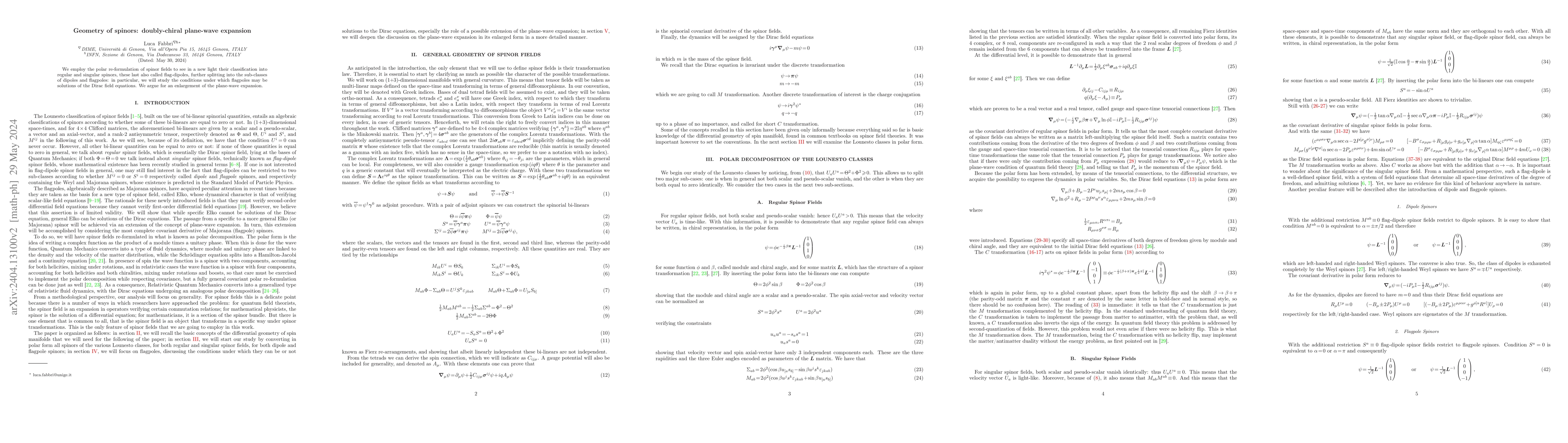 Thumbnail for Geometry of spinors: doubly-chiral plane-wave expansion