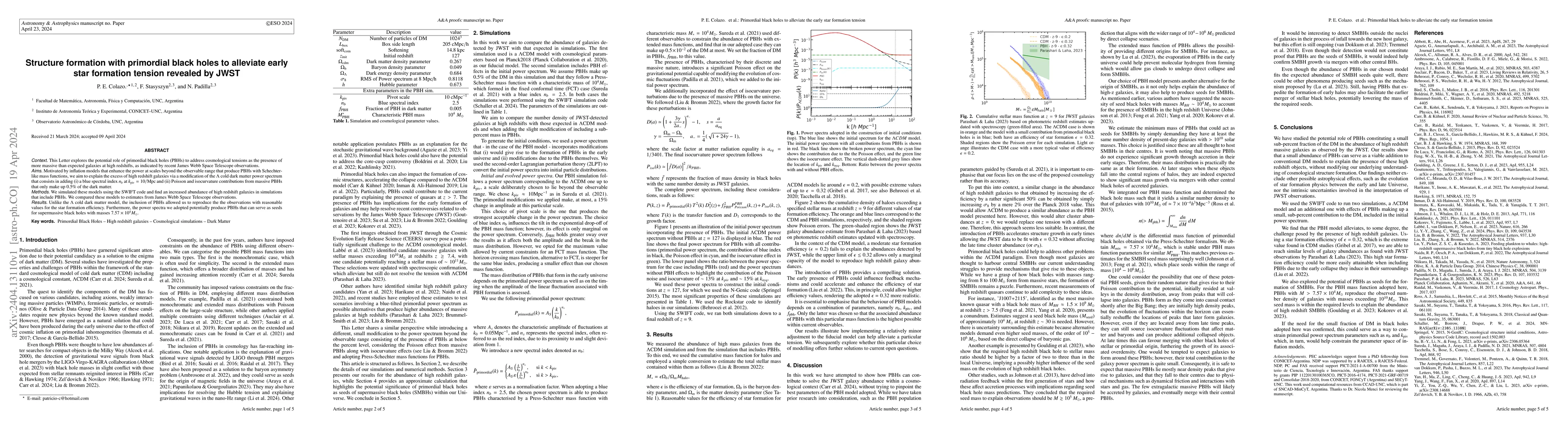 Thumbnail for Structure formation with primordial black holes to alleviate early star
  formation tension revealed by JWST