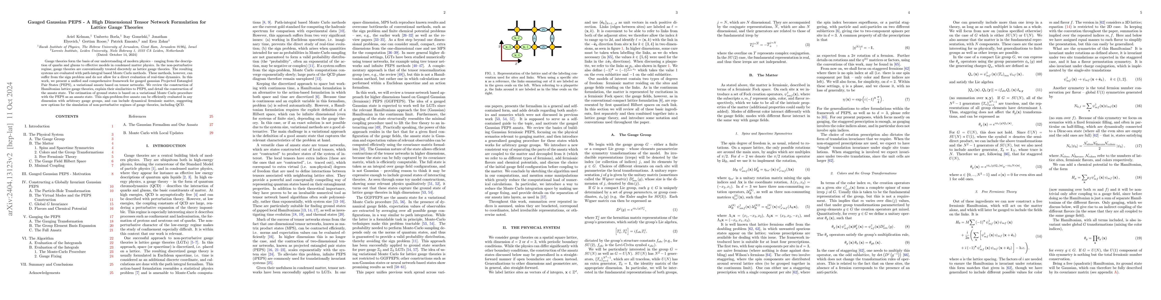 Thumbnail for Gauged Gaussian PEPS -- A High Dimensional Tensor Network Formulation
  for Lattice Gauge Theories