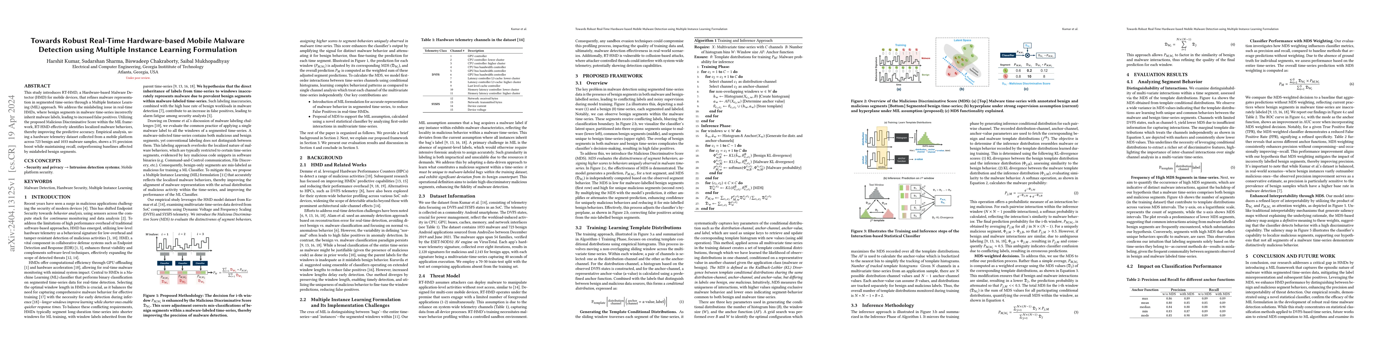 Thumbnail for Towards Robust Real-Time Hardware-based Mobile Malware Detection using
  Multiple Instance Learning Formulation