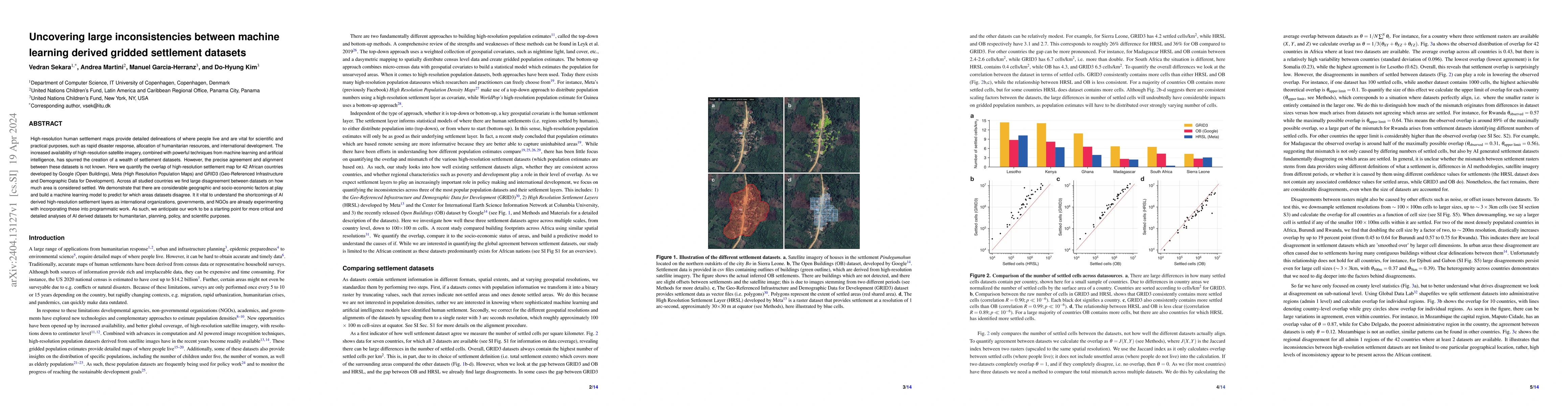Thumbnail for Uncovering large inconsistencies between machine learning derived
  gridded settlement datasets