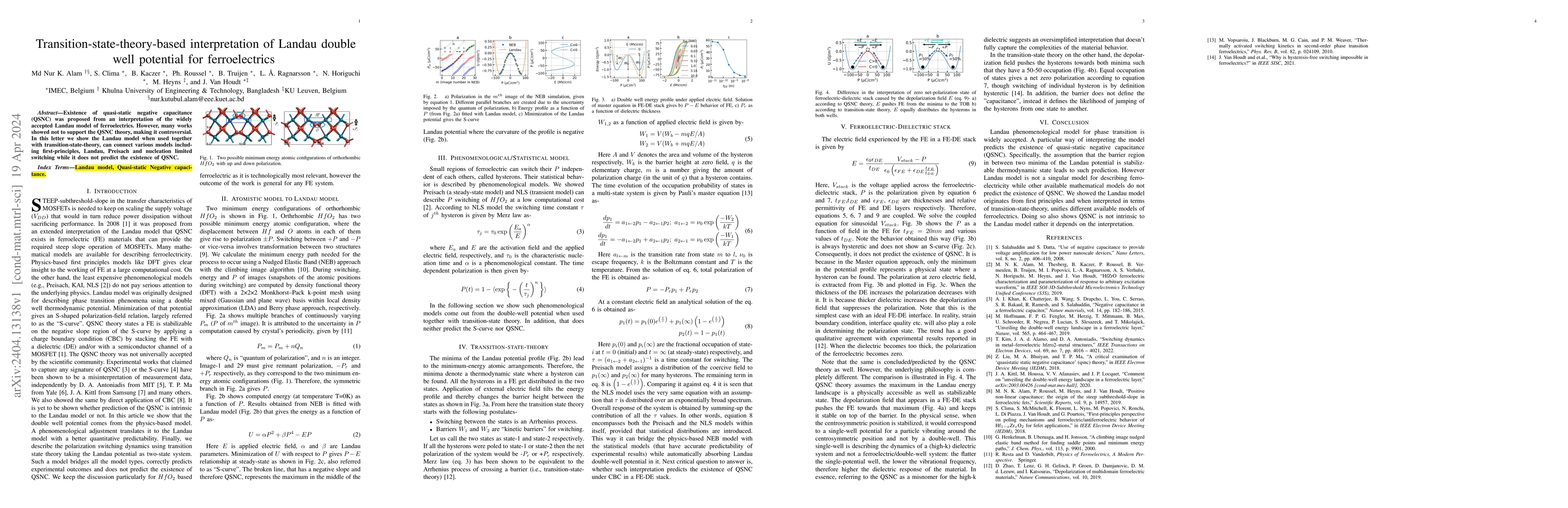 Thumbnail for Transition-state-theory-based interpretation of Landau double well
  potential for ferroelectrics