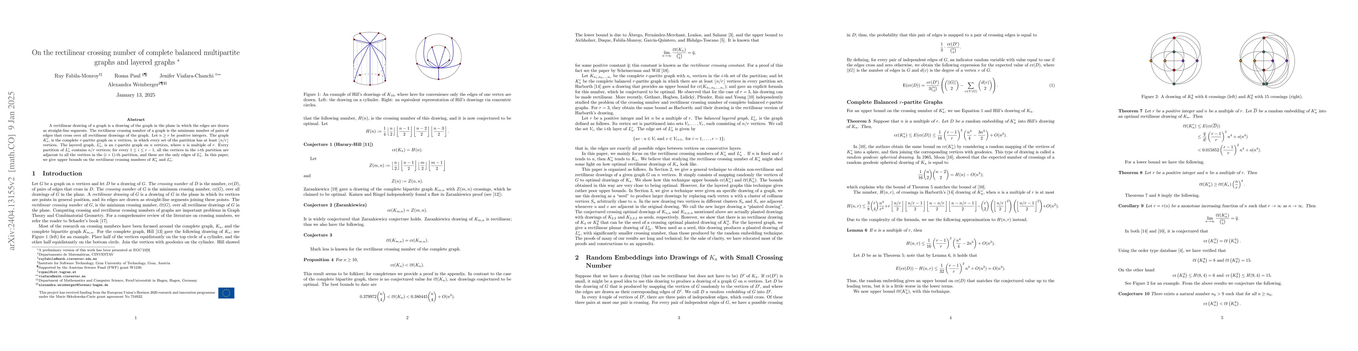 Thumbnail for On the rectilinear crossing number of complete balanced multipartite
  graphs and layered graphs