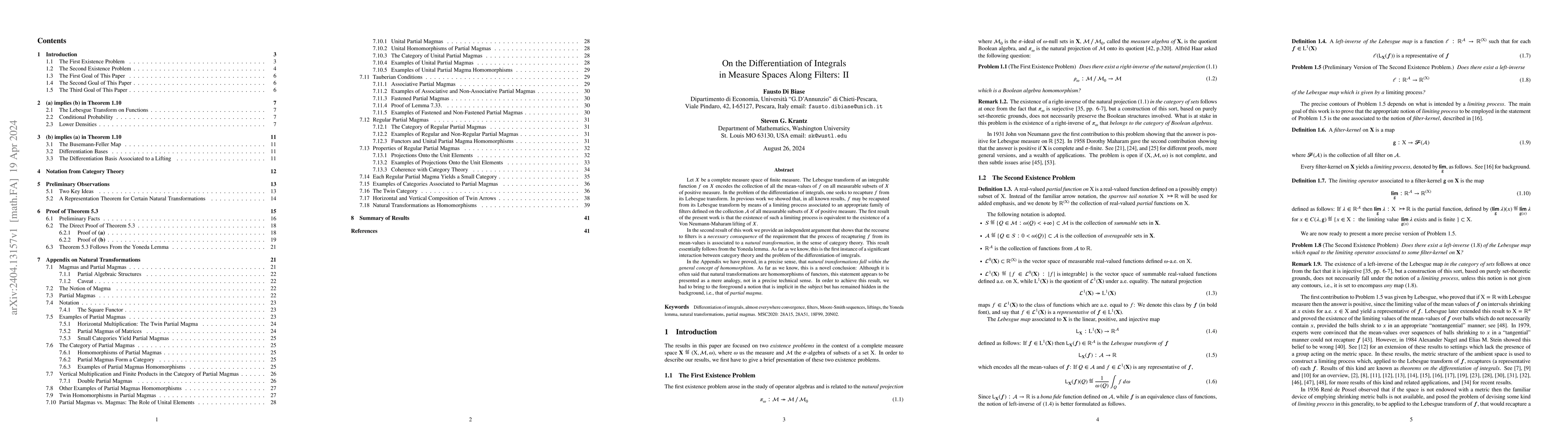 Thumbnail for On the differentiation of integrals in measure spaces along filters: II