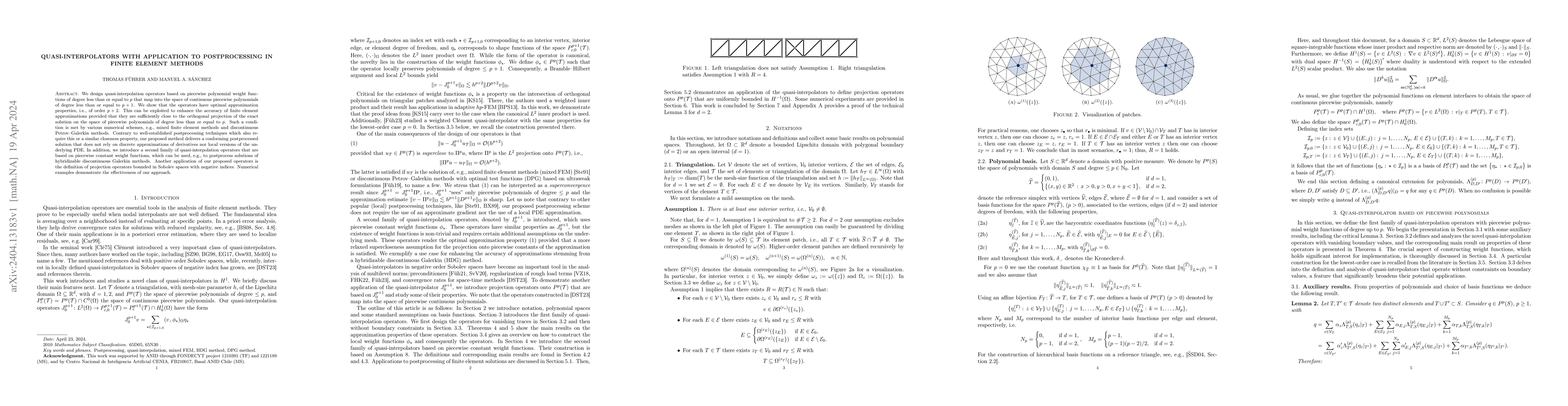 Thumbnail for Quasi-interpolators with application to postprocessing in finite element
  methods