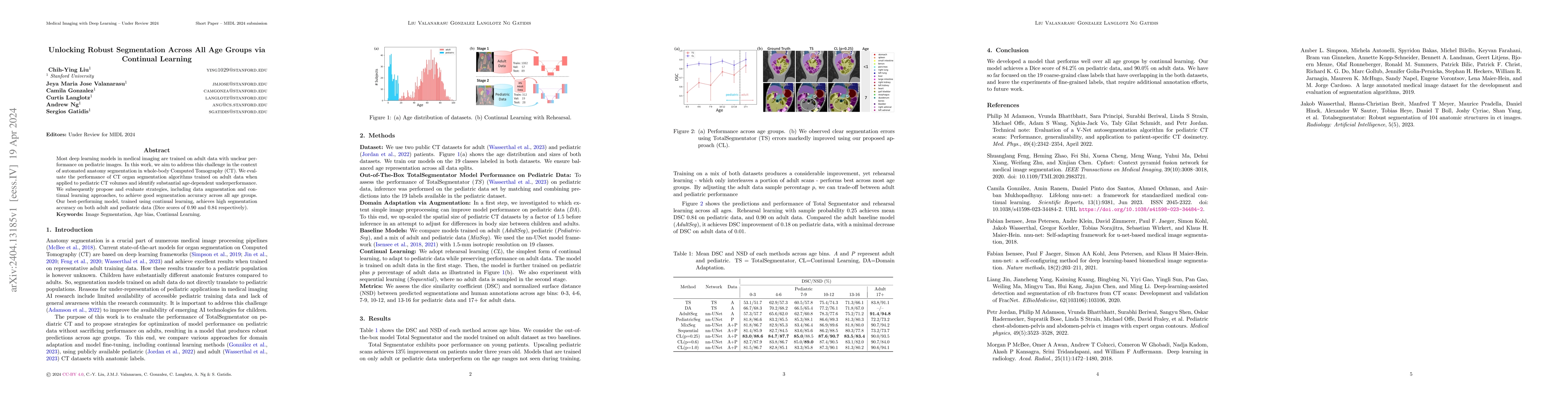 Thumbnail for Unlocking Robust Segmentation Across All Age Groups via Continual
  Learning