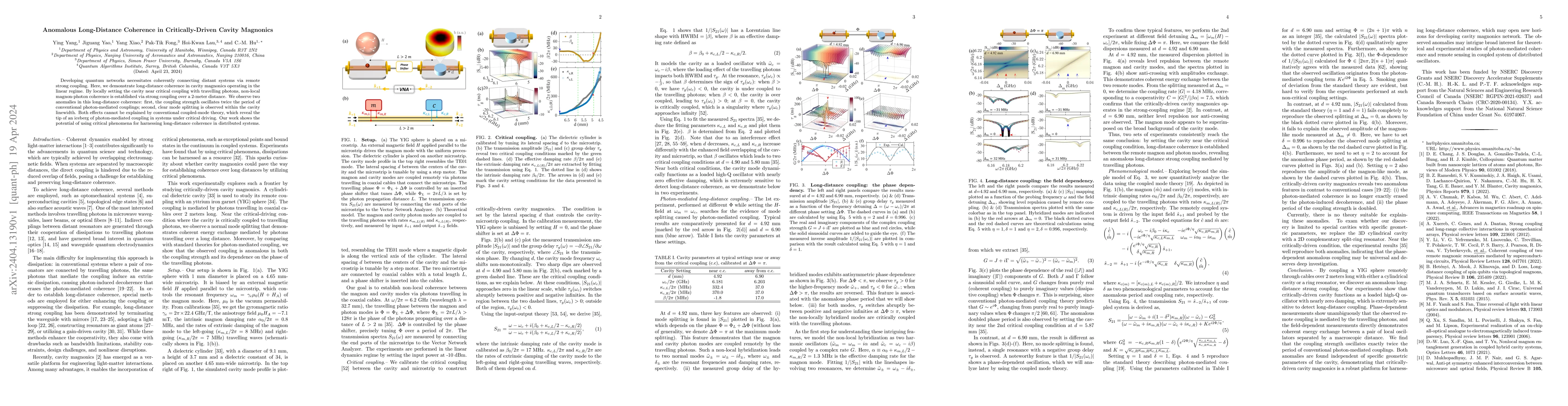 Thumbnail for Anomalous Long-Distance Coherence in Critically-Driven Cavity Magnonics
