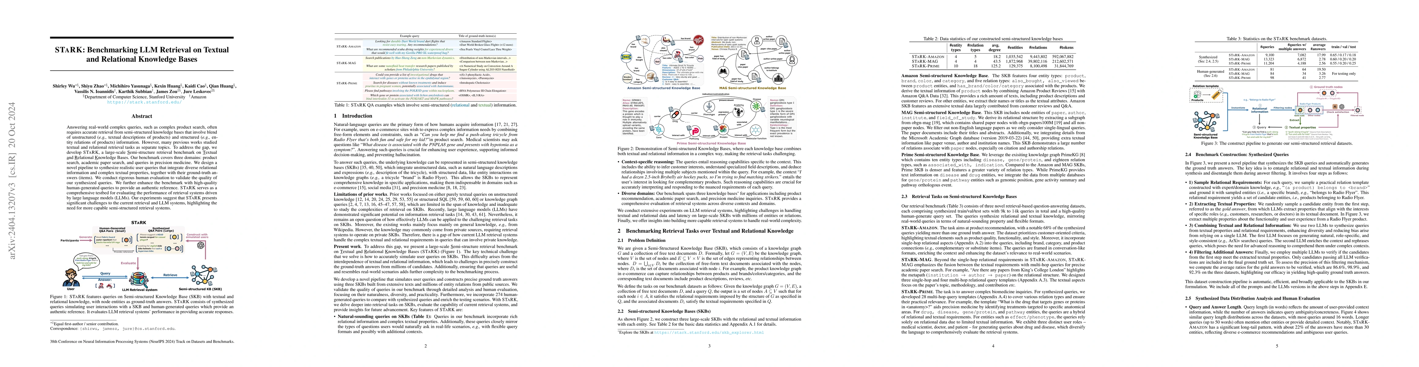 Thumbnail for STaRK: Benchmarking LLM Retrieval on Textual and Relational Knowledge
  Bases