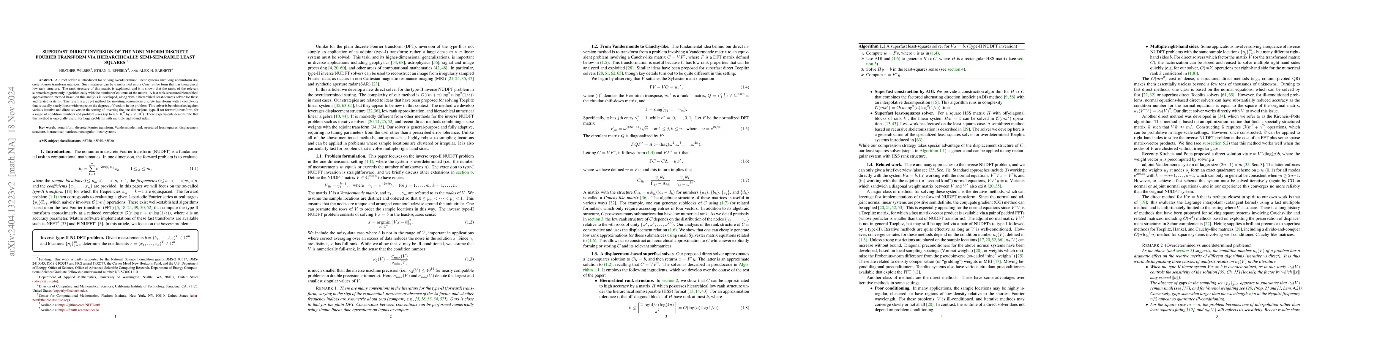 Thumbnail for A superfast direct inversion method for the nonuniform discrete Fourier
  transform