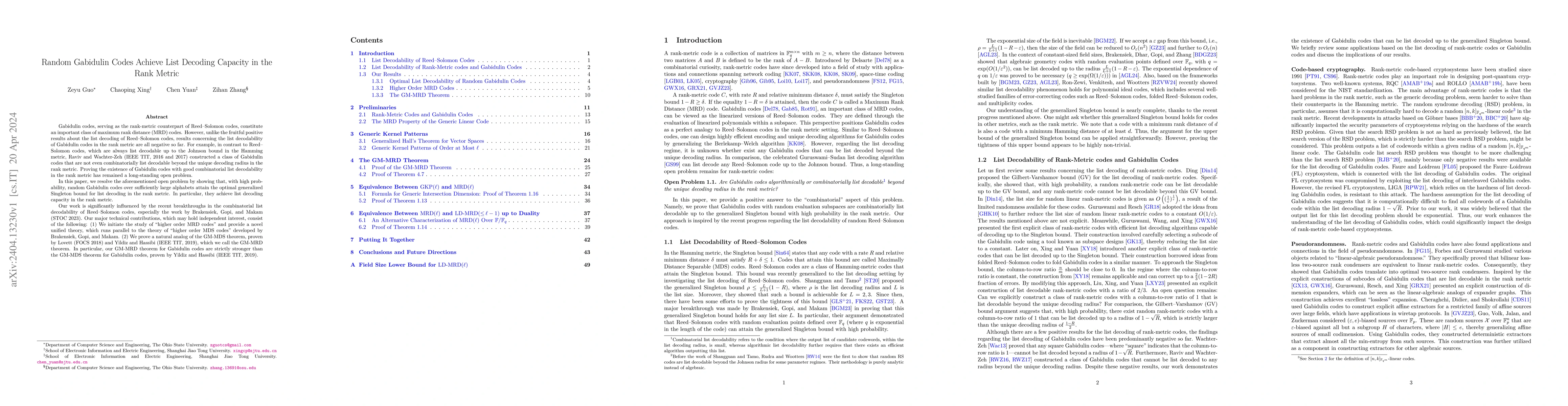 Thumbnail for Random Gabidulin Codes Achieve List Decoding Capacity in the Rank Metric