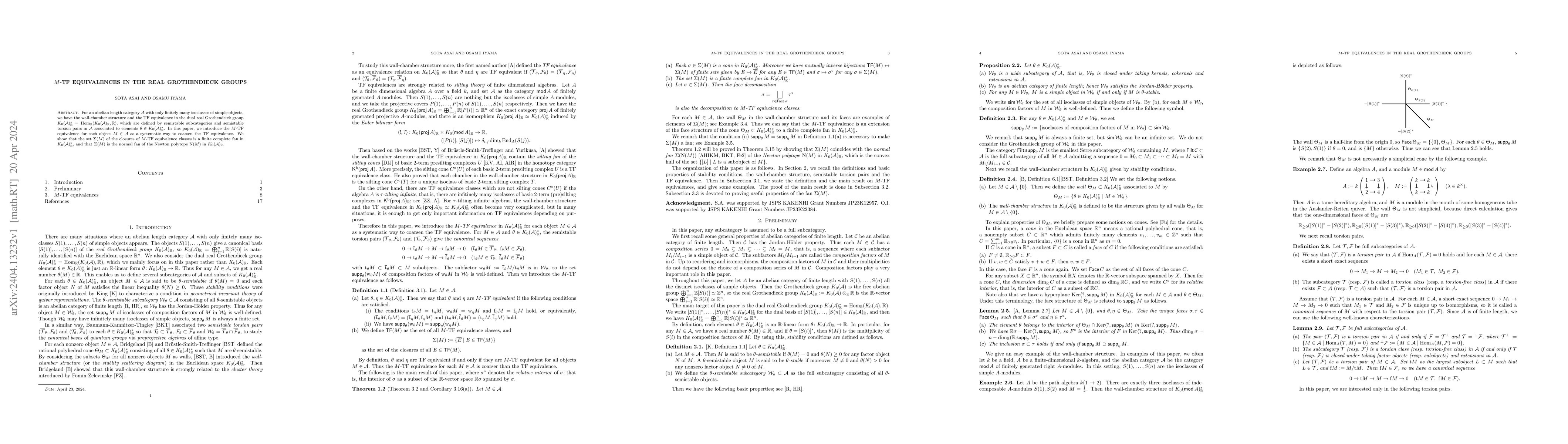 Thumbnail for $M$-TF equivalences in the real Grothendieck groups