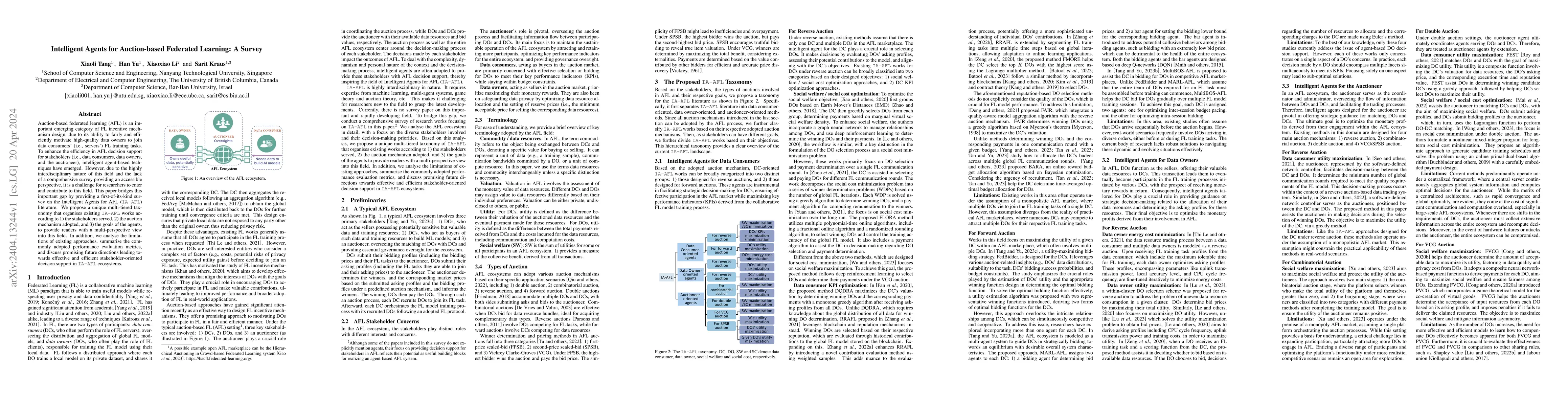 Thumbnail for Intelligent Agents for Auction-based Federated Learning: A Survey