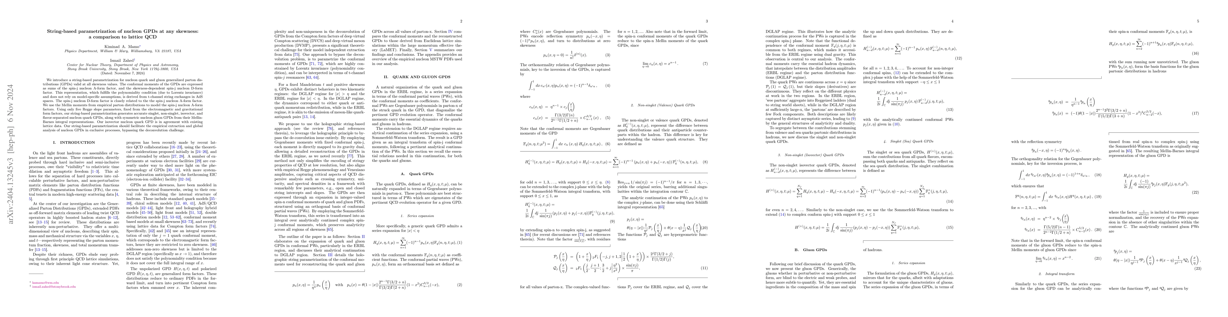 Thumbnail for String-based parametrization of nucleon GPDs at any skewness: a
  comparison to lattice QCD