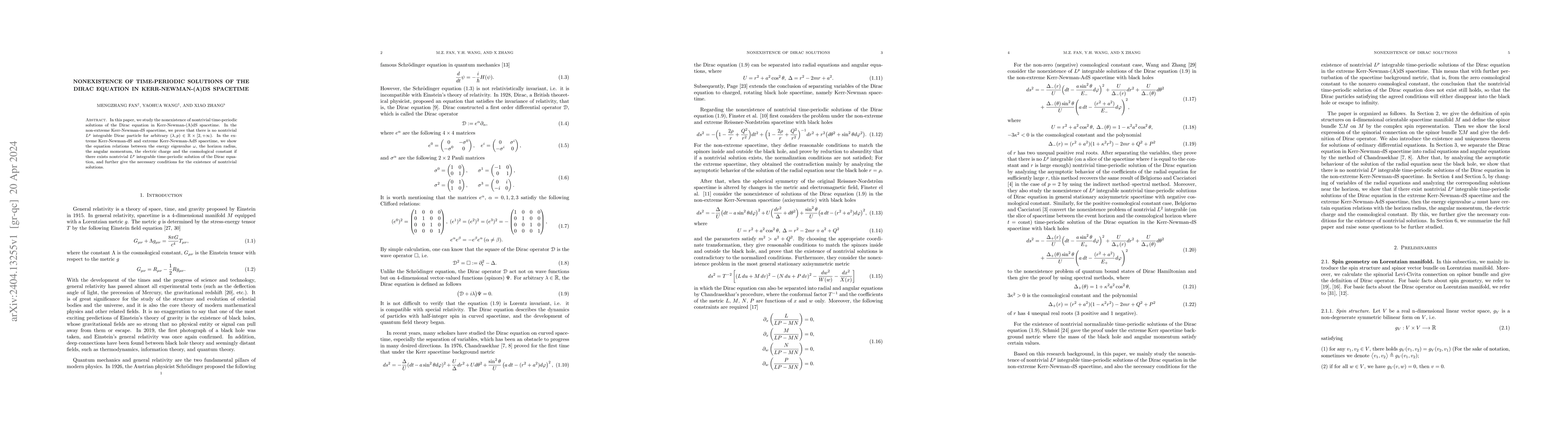Thumbnail for Nonexistence of Time-periodic Solutions of the Dirac Equation in
  Kerr-Newman-(A)dS Spacetime