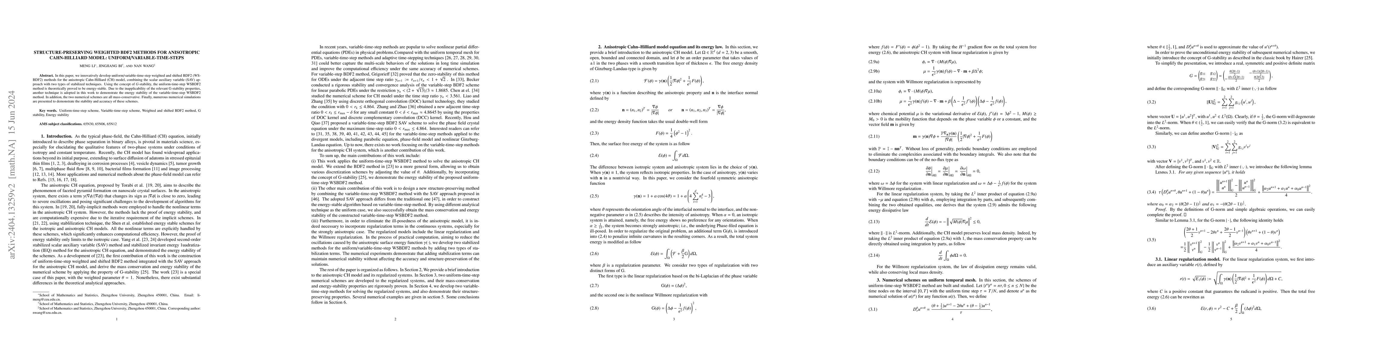 Thumbnail for Structure-preserving weighted BDF2 methods for Anisotropic Cahn-Hilliard
  model: uniform/variable-time-steps