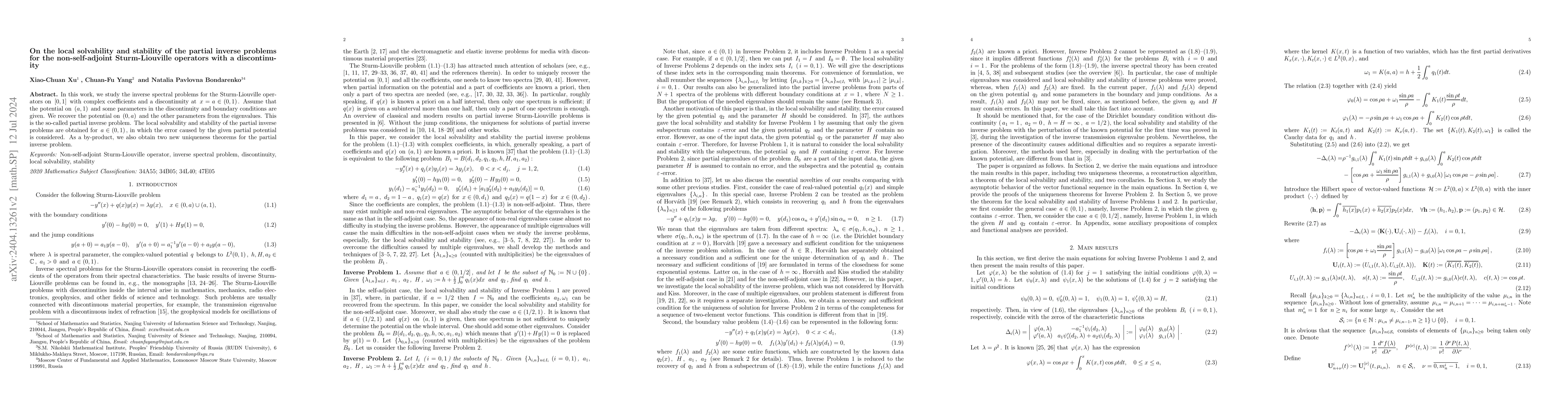 Thumbnail for On the local solvability and stability of the partial inverse problems
  for the non-self-adjoint Sturm-Liouville operators with a discontinuity