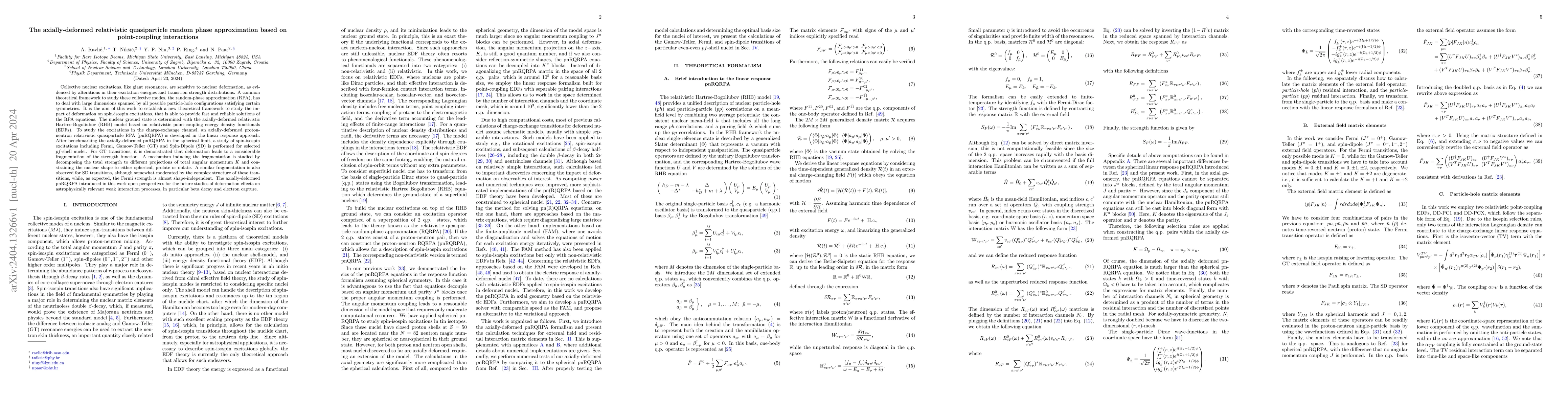 Thumbnail for The axially-deformed relativistic quasiparticle random phase
  approximation based on point-coupling interactions