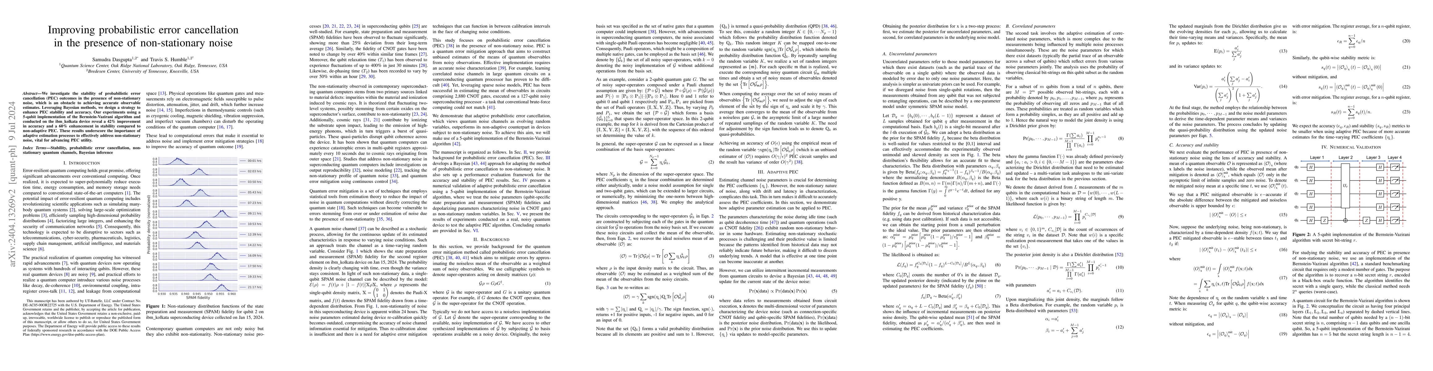 Thumbnail for Improving probabilistic error cancellation in the presence of
  non-stationary noise