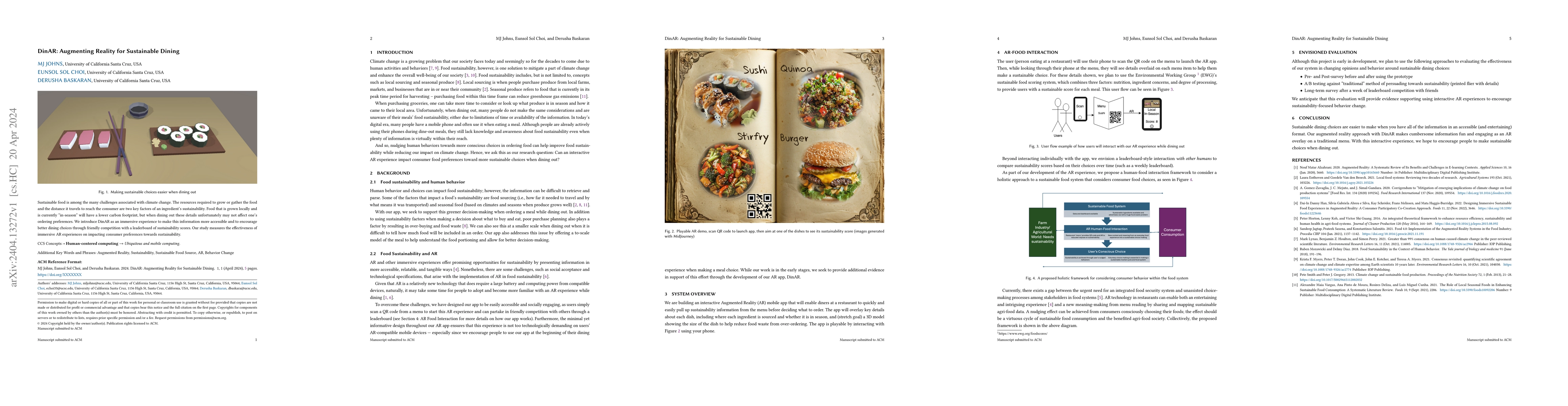 Thumbnail for DinAR: Augmenting Reality for Sustainable Dining