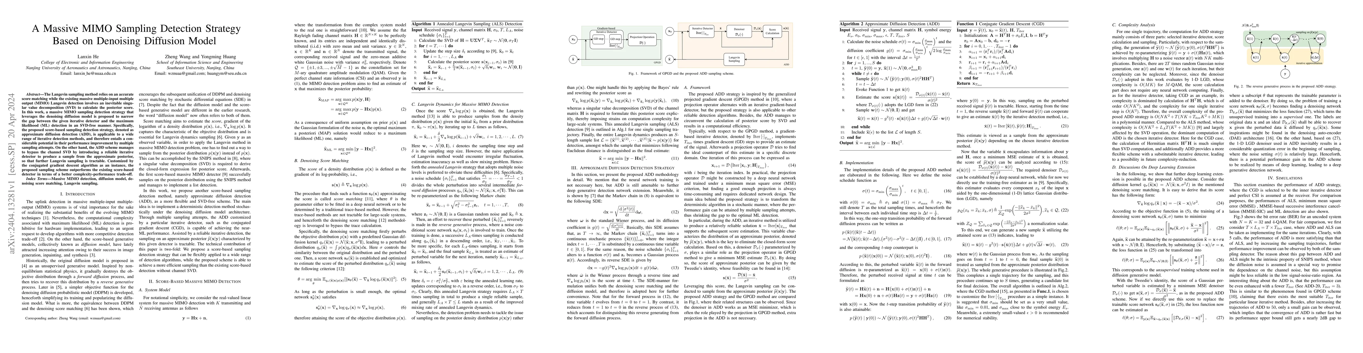 Thumbnail for A Massive MIMO Sampling Detection Strategy Based on Denoising Diffusion
  Model