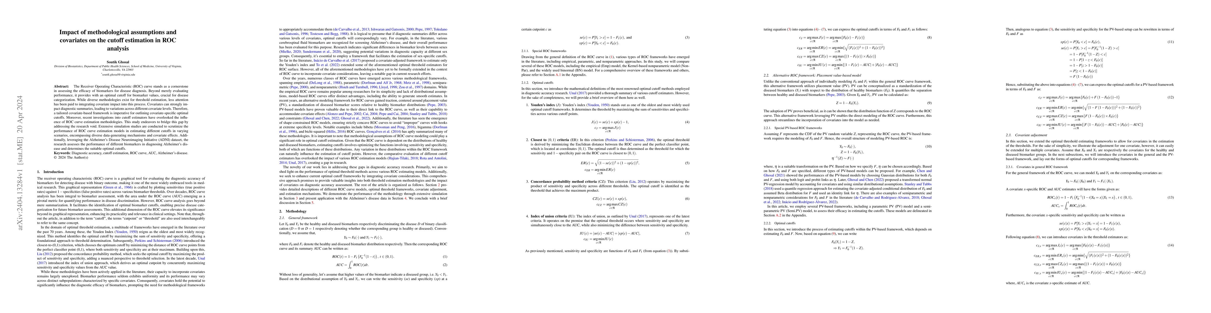 Thumbnail for Impact of methodological assumptions and covariates on the cutoff
  estimation in ROC analysis