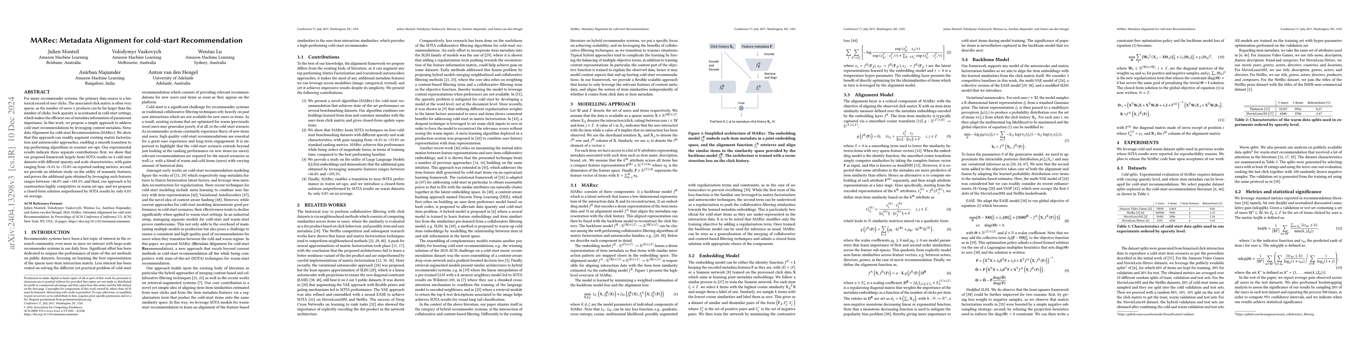 Thumbnail for MARec: Metadata Alignment for cold-start Recommendation