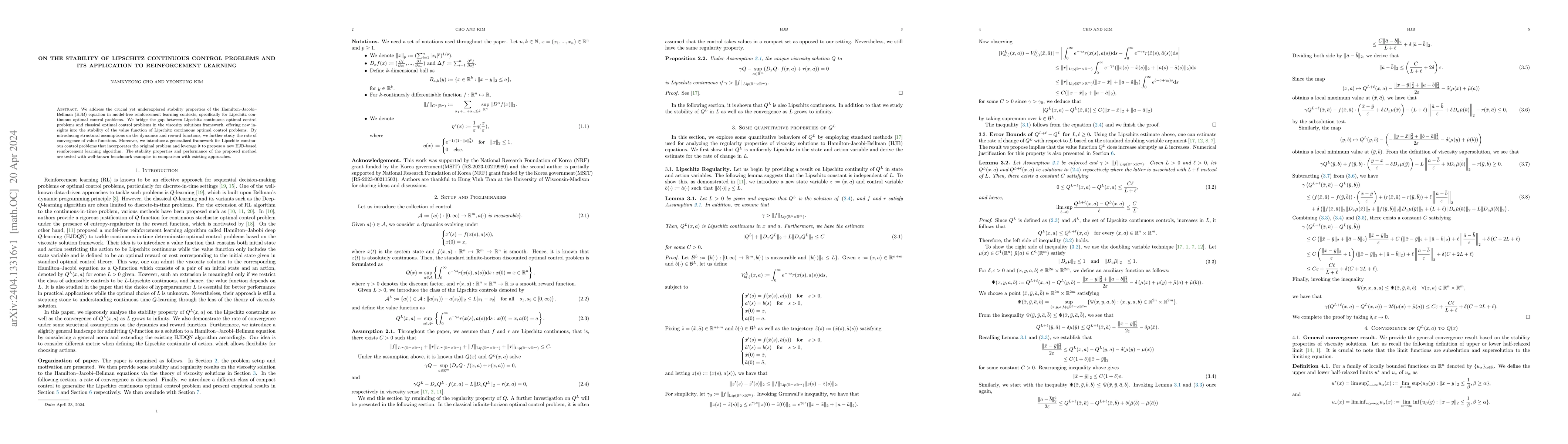 Thumbnail for On the stability of Lipschitz continuous control problems and its
  application to reinforcement learning