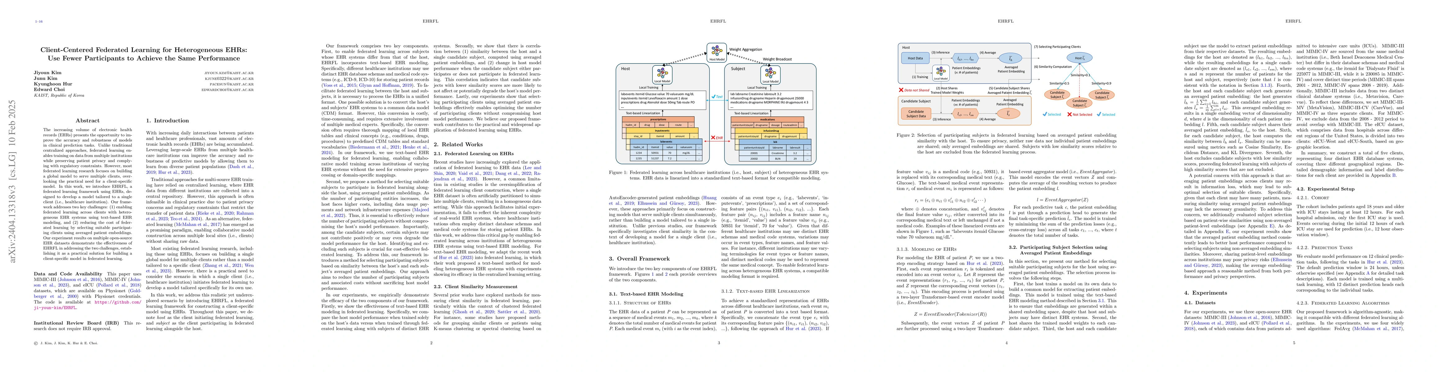 Thumbnail for EHRFL: Federated Learning Framework for Heterogeneous EHRs and
  Precision-guided Selection of Participating Clients