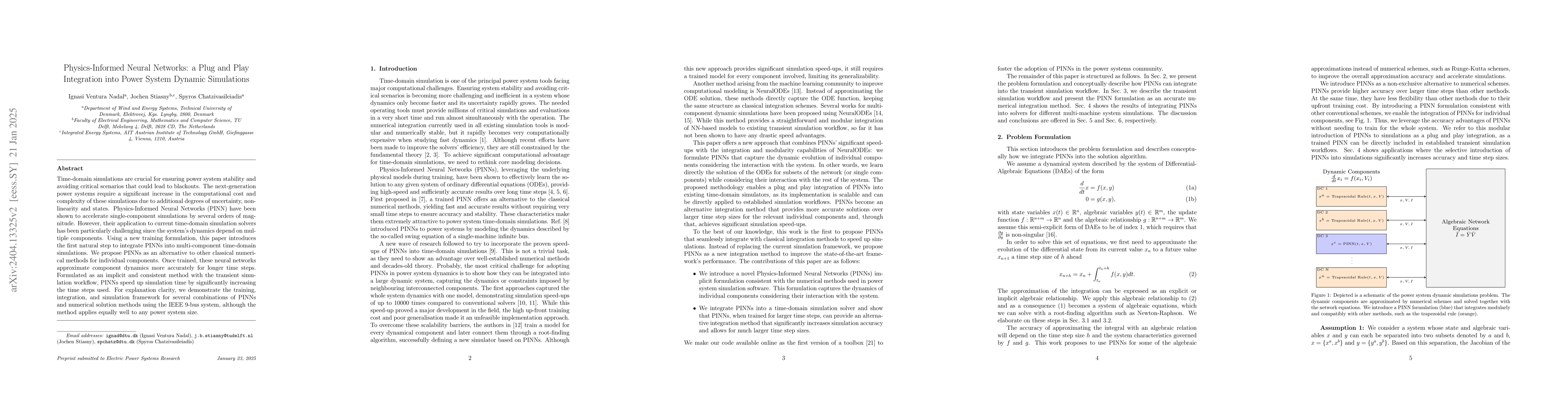 Thumbnail for Integrating Physics-Informed Neural Networks into Power System Dynamic
  Simulations