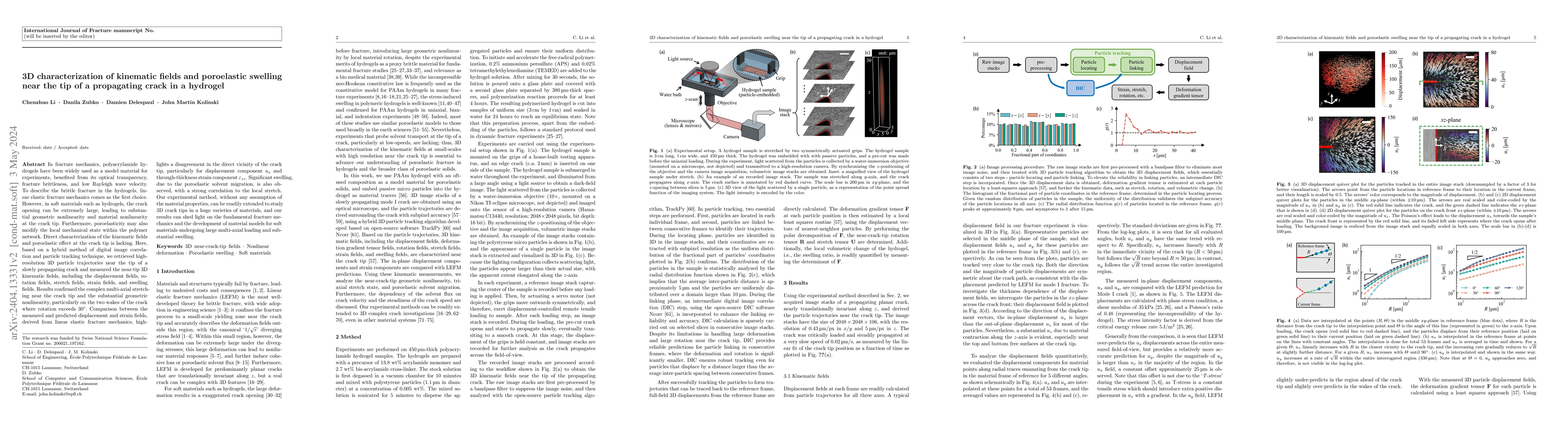 Thumbnail for 3D characterization of kinematic fields and poroelastic swelling near
  the tip of a propagating crack in a hydrogel