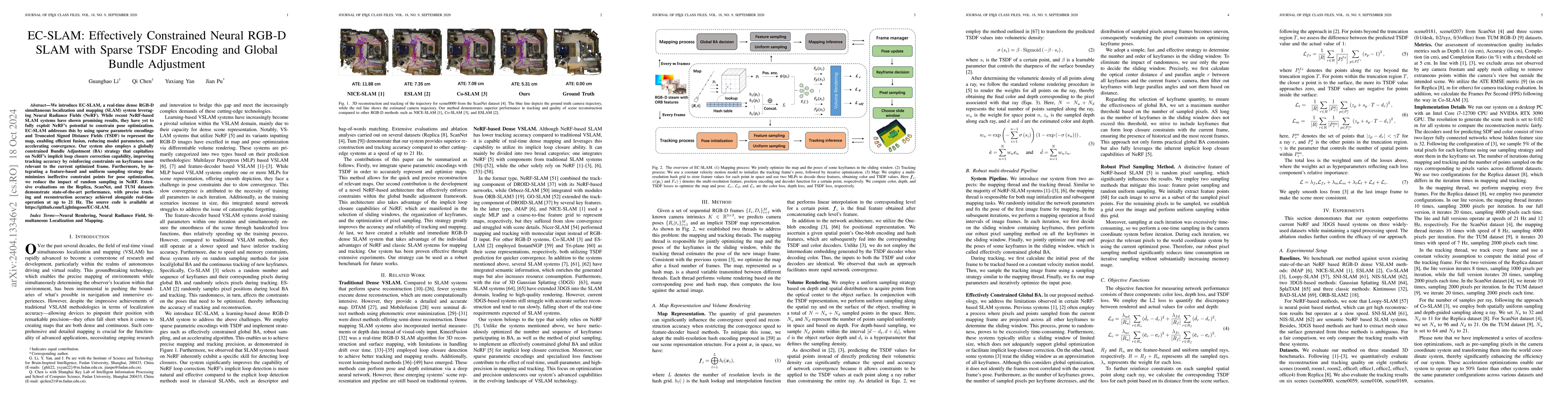 Thumbnail for EC-SLAM: Real-time Dense Neural RGB-D SLAM System with Effectively
  Constrained Global Bundle Adjustment