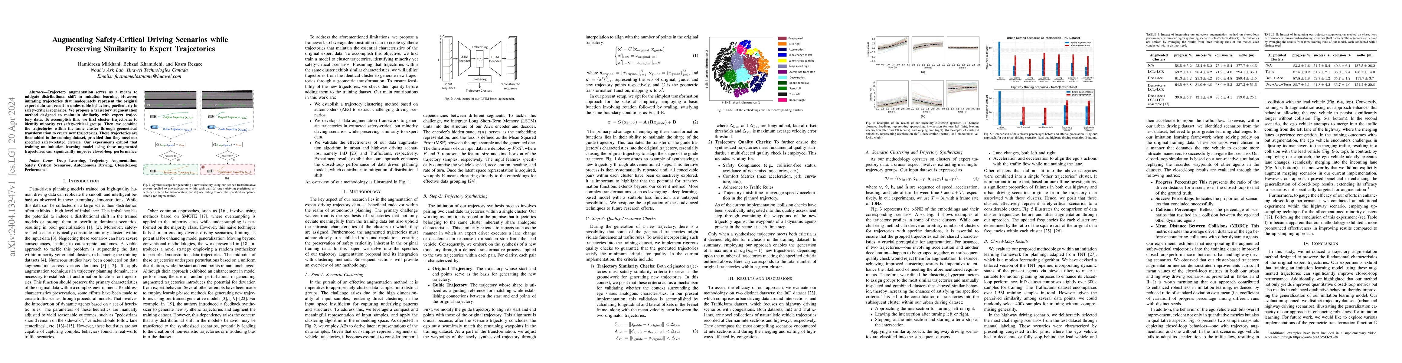 Thumbnail for Augmenting Safety-Critical Driving Scenarios while Preserving Similarity
  to Expert Trajectories