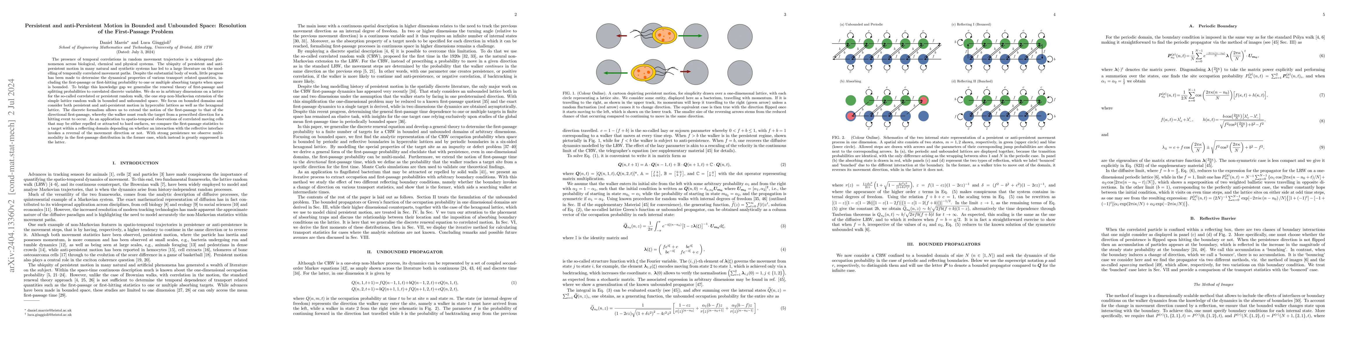 Thumbnail for Persistent and anti-Persistent Motion in Bounded and Unbounded Space:
  Resolution of the First-Passage Problem