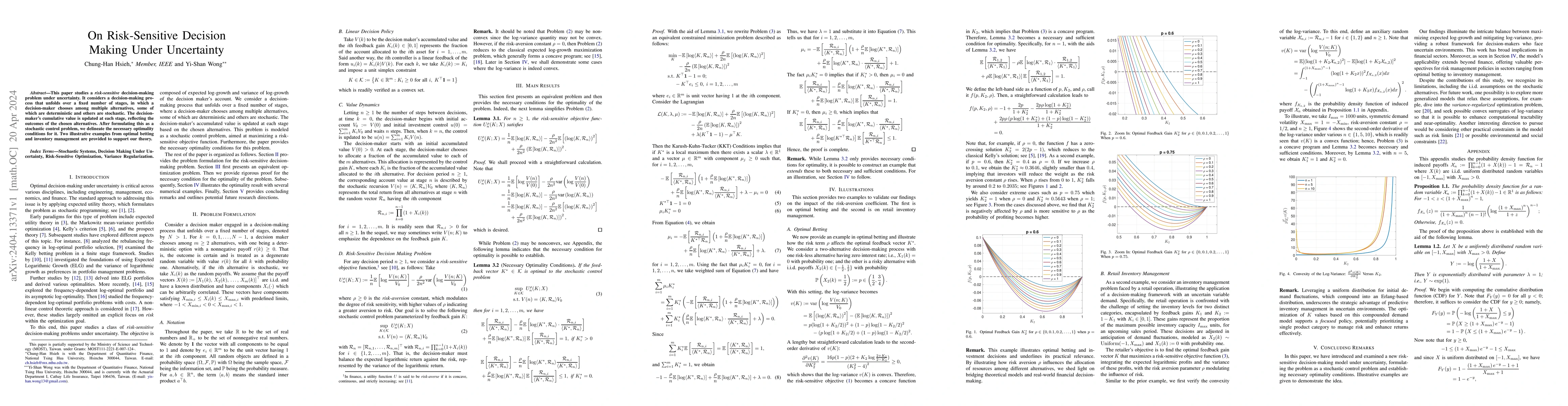 Thumbnail for On Risk-Sensitive Decision Making Under Uncertainty