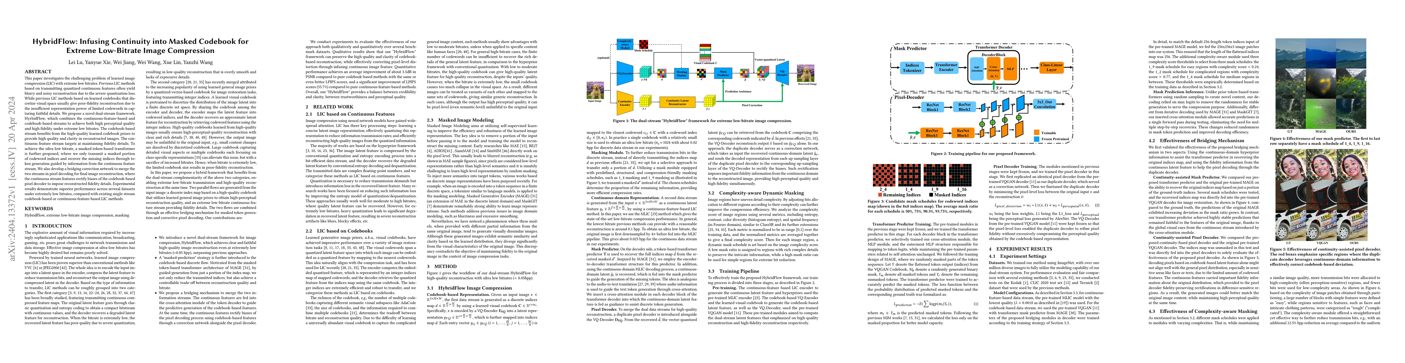 Thumbnail for HybridFlow: Infusing Continuity into Masked Codebook for Extreme
  Low-Bitrate Image Compression