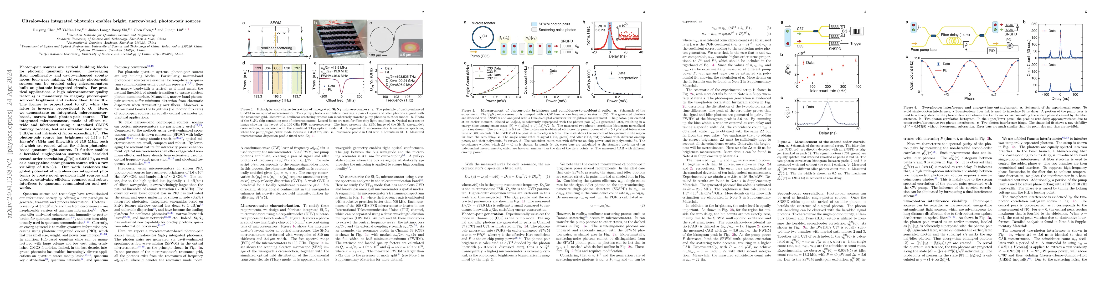 Thumbnail for Ultralow-loss integrated photonics enables bright, narrow-band,
  photon-pair sources