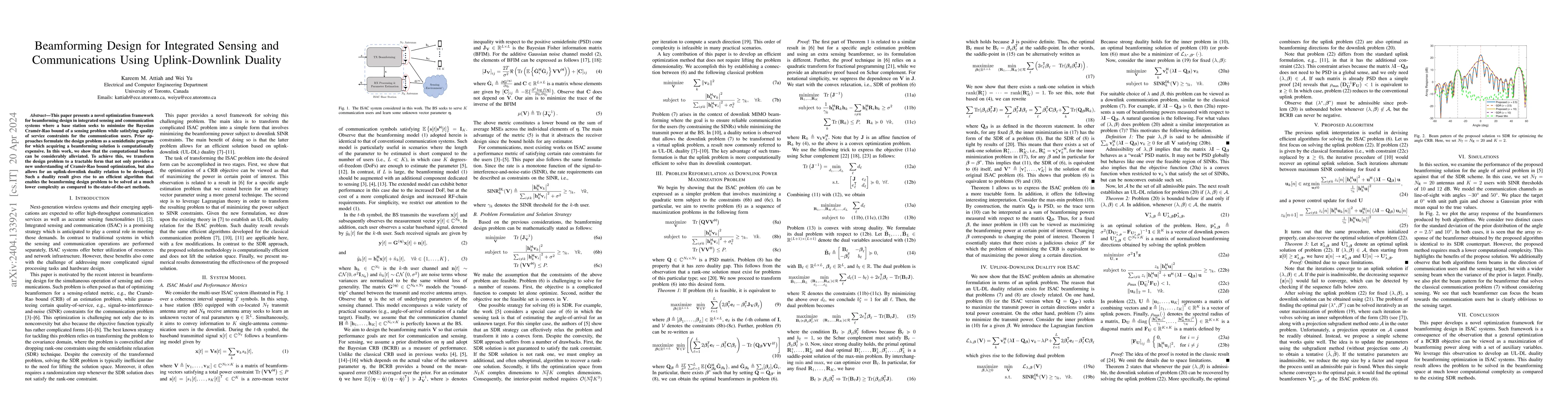 Thumbnail for Beamforming Design for Integrated Sensing and Communications Using
  Uplink-Downlink Duality